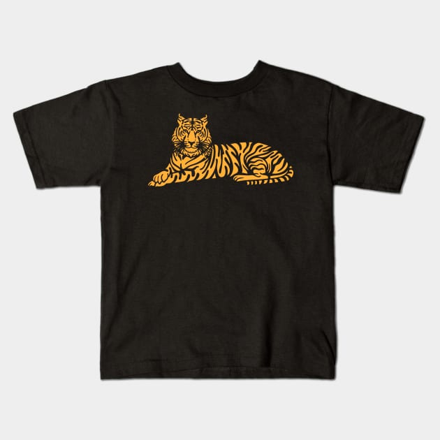 Relaxing Tiger Kids T-Shirt by machmigo